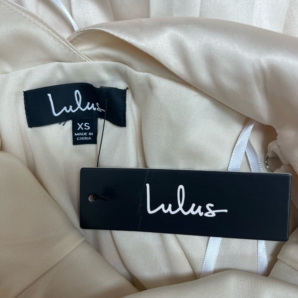 Lulus Give us a Twirl Champagne Satin Pleated Midi Dress - Picture 9 of 11